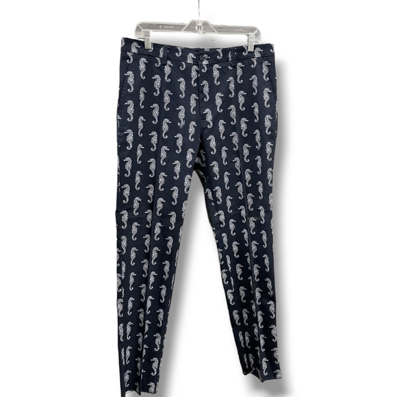 Dolce & Gabbana Dark Blue & White Seahorse Print Slim Fit Chino Pant 34" Waist - Picture 4 of 16